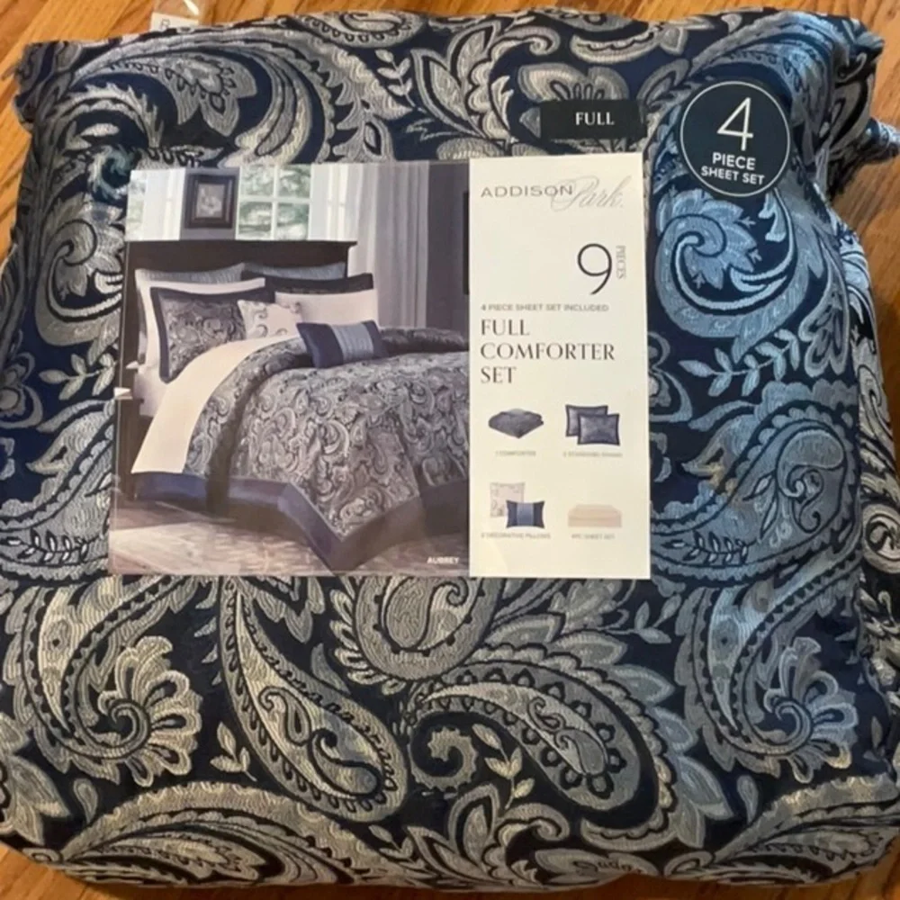 Madison Park Blue and Silver Comforter Set